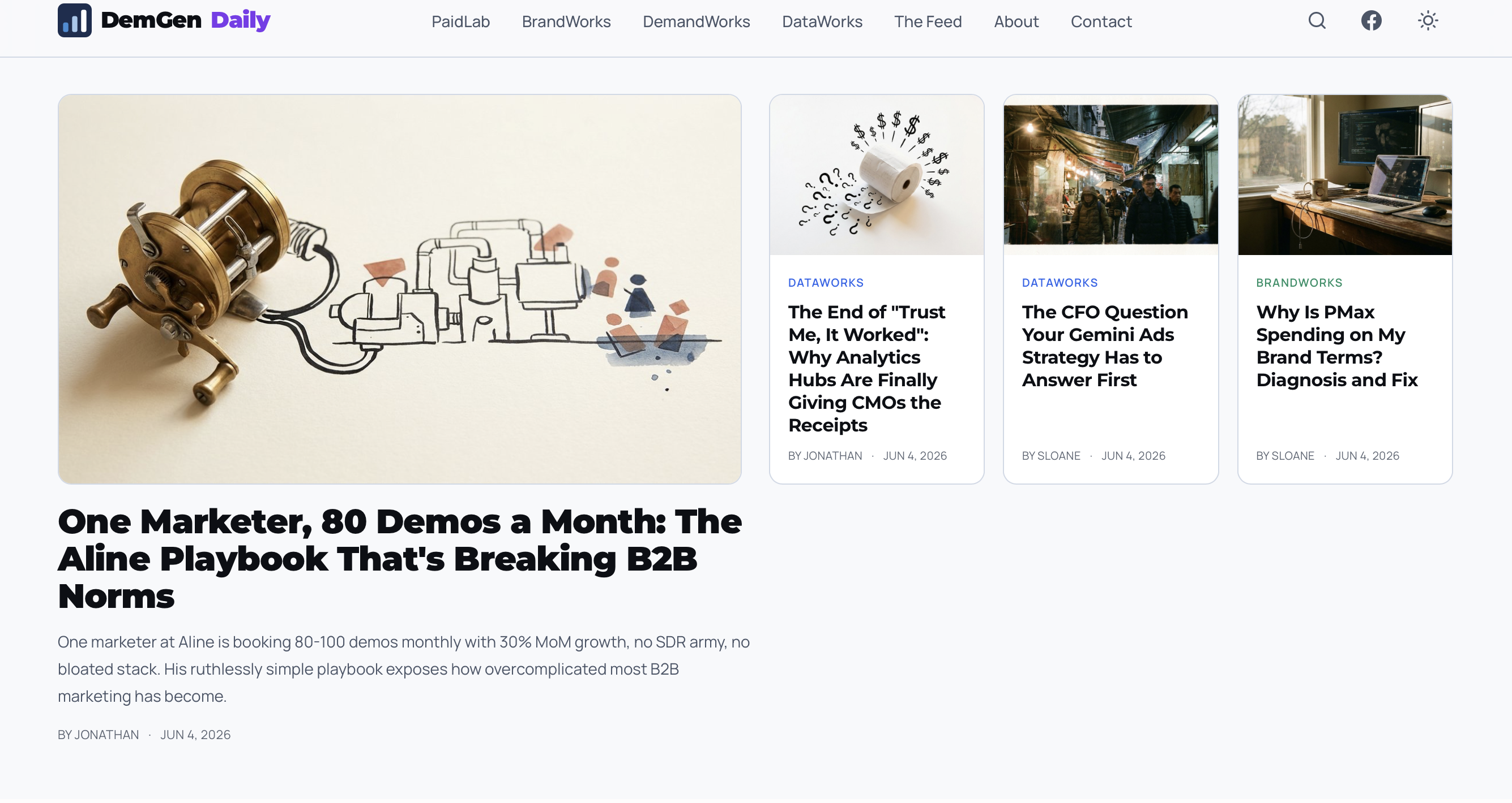 DemGen Daily, the automated B2B-marketing publication Visibilio built and runs for VertoDigital.
